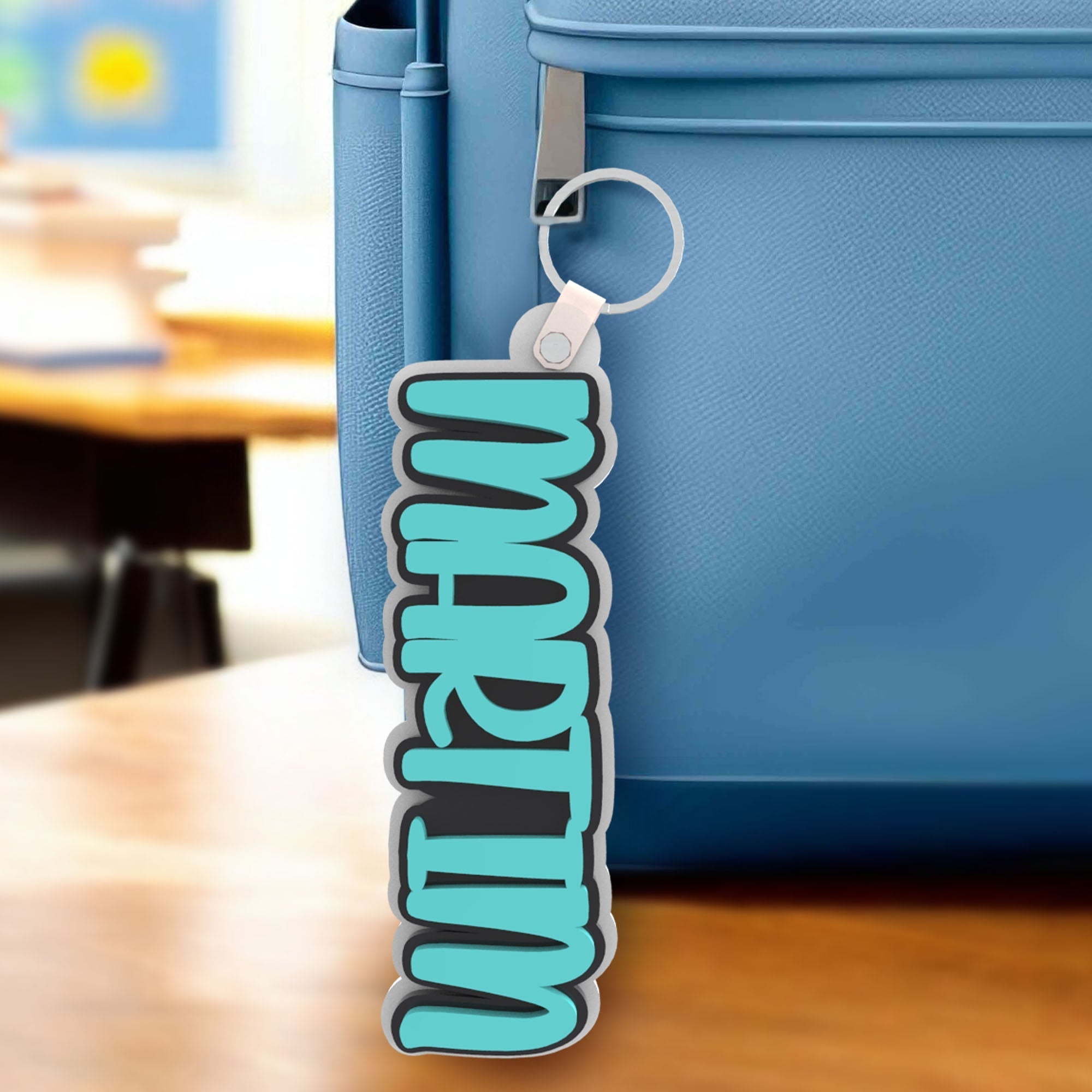 Identificador para Mochila em 3D Personalizado com Nome (11.5cm) - Laser Madeira